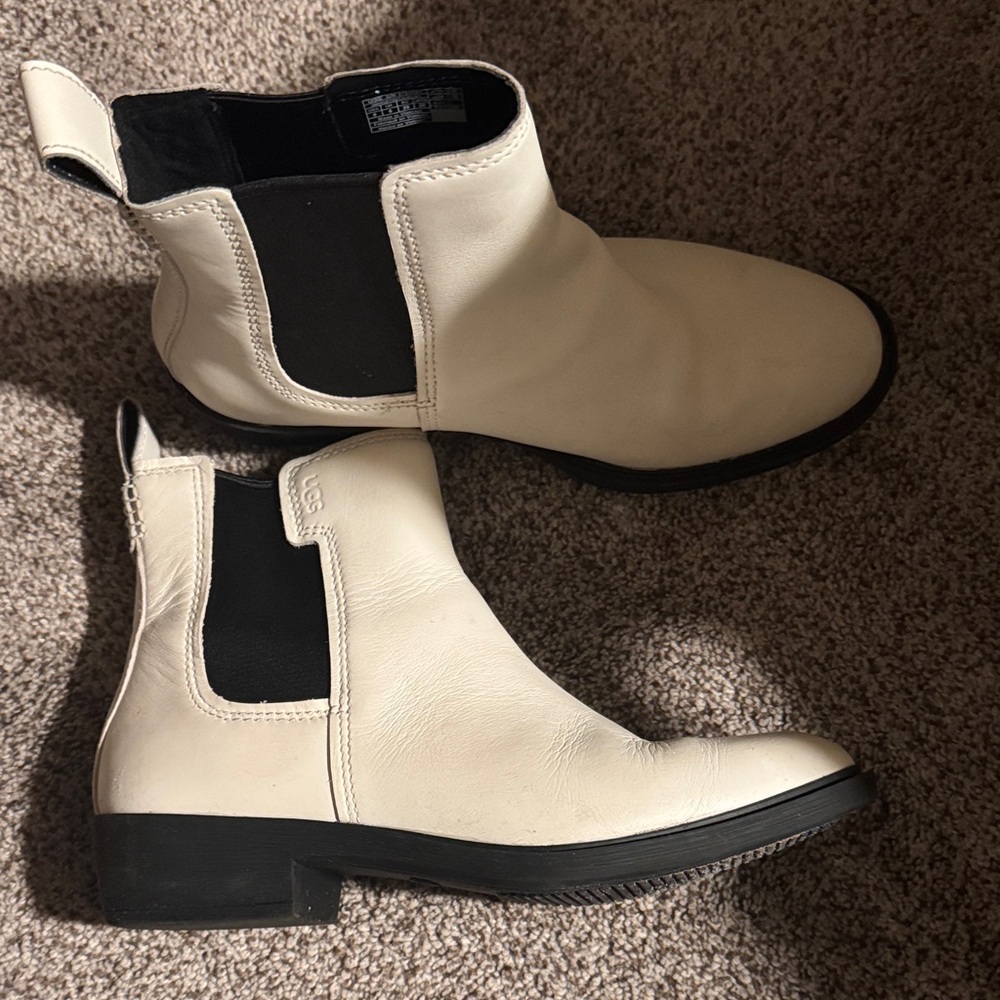 UGG Cream Ankle Booties with Black Accents